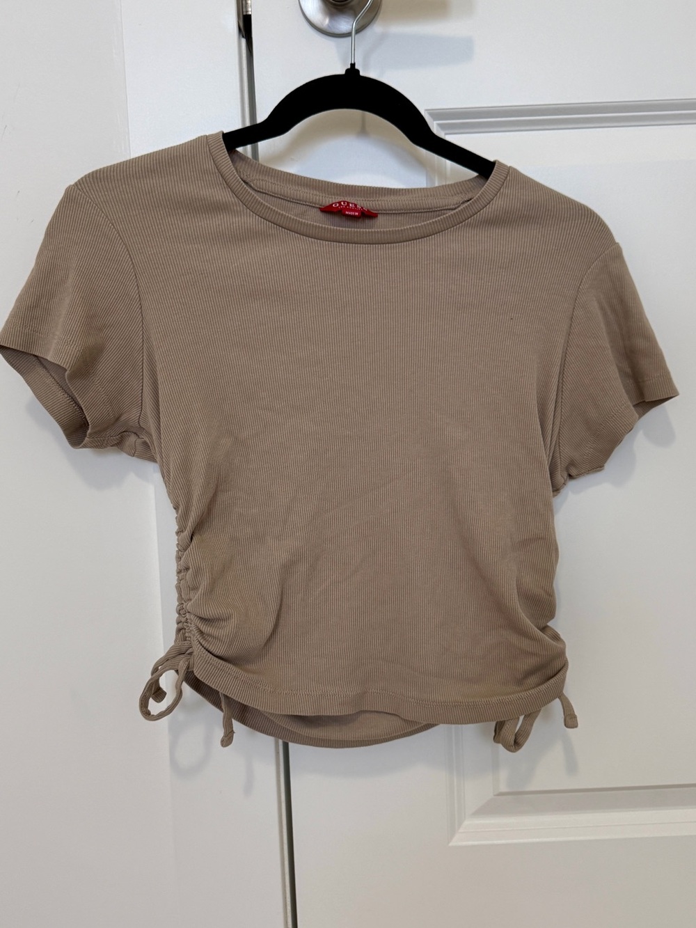 Guess Short Sleeve Ruched Crop Tee